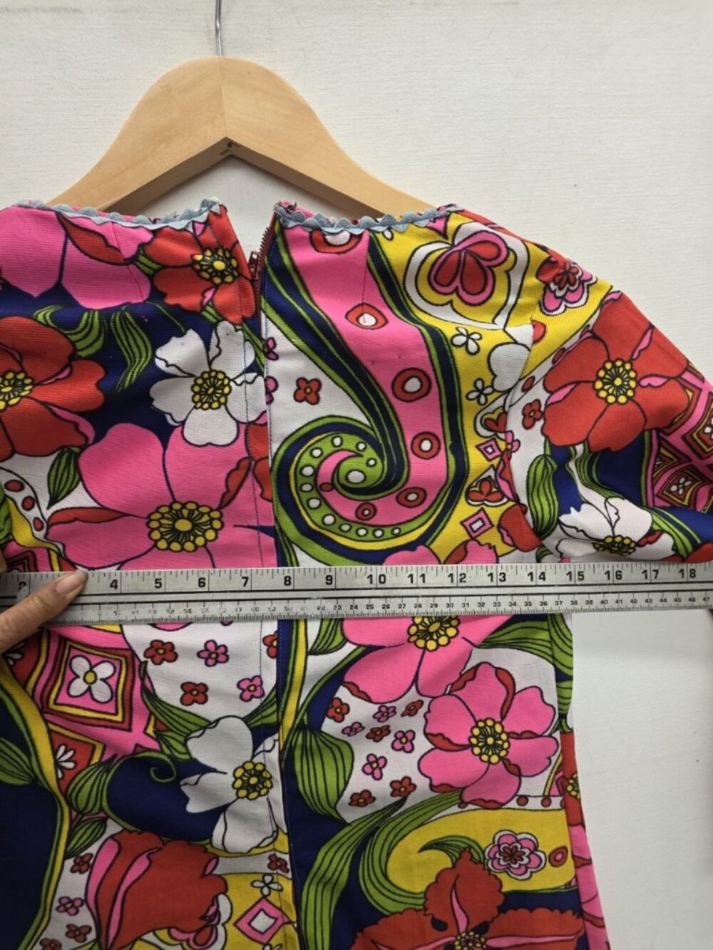 Vintage Flower multicolor Mini Dress Gogo Girl Halloween Size Small Handmade - Picture 14 of 14